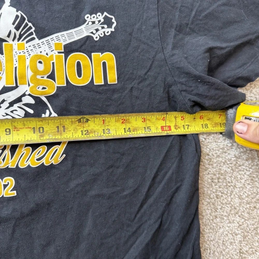 True Religion Established 2002 Shirt Mens Medium Black Guitar Logo Tee T-Shirt